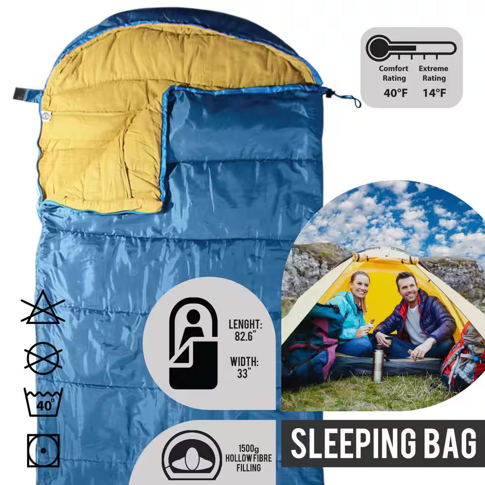 3-Seasons Double Sleeping Bag in Blue