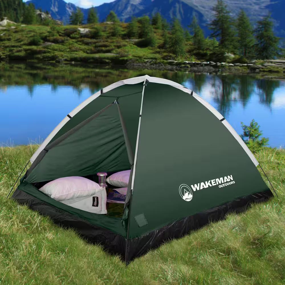 2-Person Green Water Resistant Dome Tent with Carry Bag
